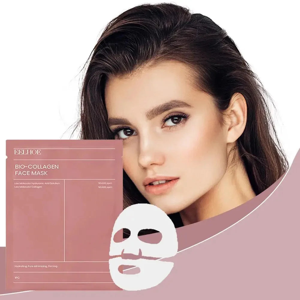 Masque visage au collagène bio – Hydratation profonde, réduction des pores, éclat et fraîcheur – Disponible en 1/3/5/10 unités